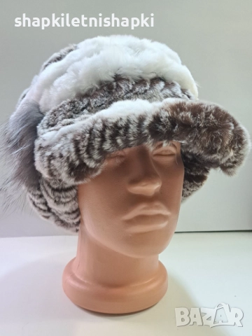 Дамска шапка лукс, тип каскет Чинчила - 116, снимка 4 - Шапки - 52224810