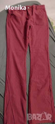 Чисто нов дамски панталон в червен цвят на райета , снимка 2 - Панталони - 43331379