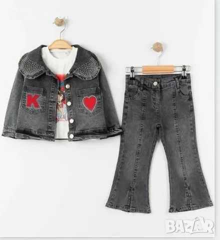 Детски комплект дънкено яке, блуза и дънки, снимка 2 - Детски комплекти - 48058463