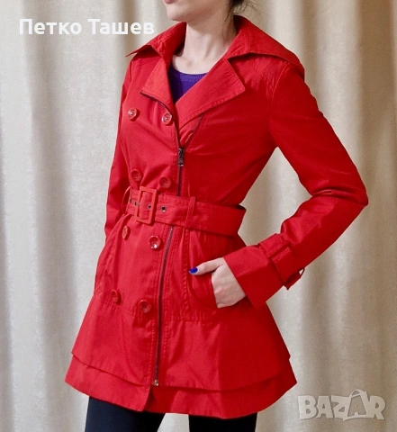 GUESS /Червен Тренчкот / Шлифер, снимка 3 - Шлифери - 53574800