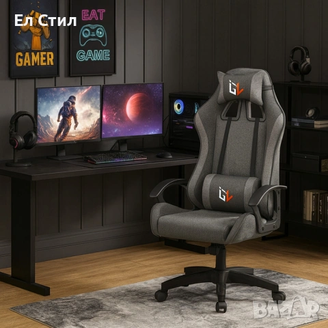 Ергономичен геймърски офис стол с лумбална и шийна опора – комфорт за игра и работа без умора, снимка 2 - Столове - 53574332