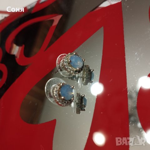 Обеци, обици с лунен камък и цирконий, снимка 15 - Обеци - 43492607