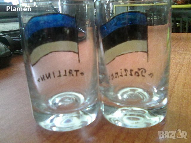 Две стъклени чашки по 40 грама сувенир от Талин, снимка 2 - Антикварни и старинни предмети - 36734003