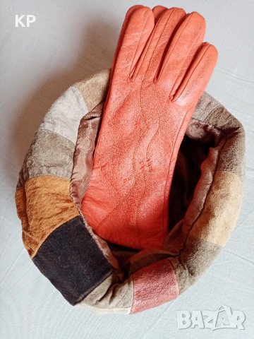 Ръкавици и шапка естествена кожа, велур , снимка 2 - Шапки - 43851530