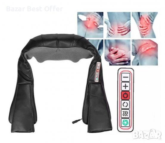 Черен Шиацу масажор-масаж с 6 копчета Black Edition, снимка 4 - Масажори - 36861055