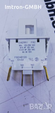 Превключвател с бутон  CHERRY F82 SPST 6/16 ампера, 125/250 vac, 30 VDC, F82AB120