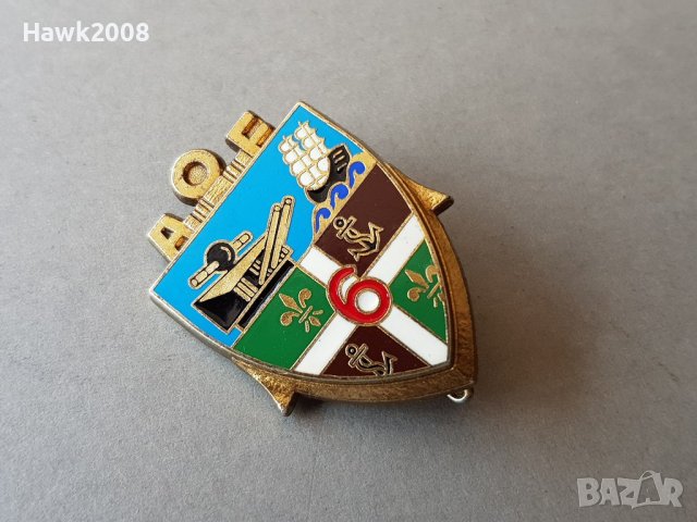 Френска полкова военноморска емайлирана значка A.O.E 6