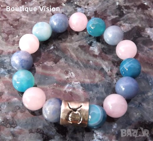 Ново! ГРИВНИ - ЗОДИИ от сребро 950 проба със скъпоценни и полускъпоценни камъни, снимка 2 - Гривни - 32958979