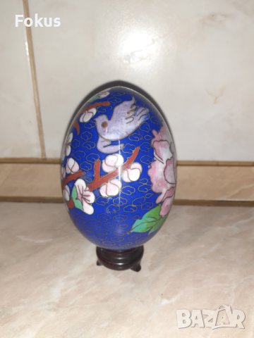 Голямо яйце със стойка - клоазоне - cloisonne, снимка 2 - Антикварни и старинни предмети - 43367813