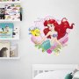 Малката русалка Ариел и Флаундър мида малък стикер за стена и мебел детска стая и баня самозалепващ, снимка 1