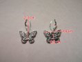 Дамски обеци с висулки пеперуди в сребрист цвят, снимка 2
