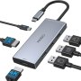 USB C към 2 HDMI адаптер за два монитора, 6 IN 1 докинг станция, снимка 1 - Кабели и адаптери - 43186808