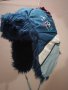 Детска зимна синя шушлякова шапка ушанка 50 см, снимка 1 - Шапки - 43331322