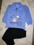 Комплект за момче, синя блузка с якичка и меко долнище тъмно син цвят 