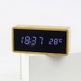 Часовник от истински бамбук - LED сензор за звук, аларма, температура, снимка 1