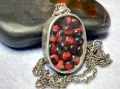 СТАР СРЕБЪРЕН МЕДАЛЬОН Със ЗЪРНА на Ormosia coccinea / wayruru За КЪСМЕТ с ВЕРИЖКА СРЕБРО 925 29143, снимка 7