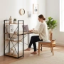Компютърно бюро ModernHome, дървено, с рафтове за съхранение, подсилена метална конструкция,120*60см, снимка 3