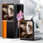 Калъф за Motorola Razr 60 – карбонов дизайн с оранжева линия – Нов, снимка 1