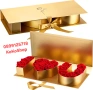 Кутия с рози  I Love you  - луксозен подарък в златиста кутия, снимка 1