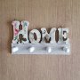 1349 Малка дървена декоративна закачалка HOME с 4 куки, снимка 6