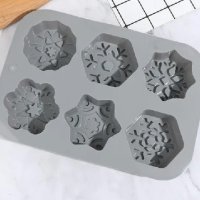 6 Снежинки дълбока снежинка силиконов молд форма за кексчета мъфини гипс сапун калъп свещ, снимка 3 - Форми - 43229812