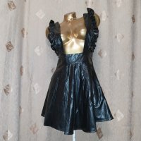 S Черна рокля/ сукман/ от изкуствена кожа , снимка 4 - Рокли - 43785111