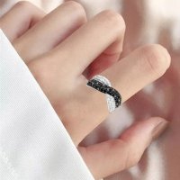 Красив сребърен пръстен с камъни черни, снимка 4 - Пръстени - 38558535