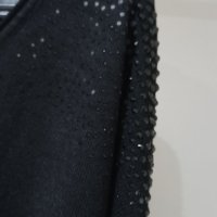 черна кашмирена блузка с камъни, снимка 2 - Блузи с дълъг ръкав и пуловери - 43686768