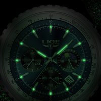 2023 LIGE- кварцов часовник,механизъм Япония,водоустойчив,календар,хронограф,фаза на луната/слънцето, снимка 3 - Мъжки - 40883631