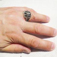 мъжки сребърен пръстен, старинен, красив със скорпион и много инкрустирани камъни марказити , снимка 4 - Пръстени - 32467396