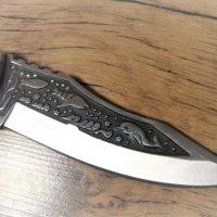 Сгъваем руски джобен нож с гравиран Акула+калъф-сталь 65х13, снимка 4 - Ножове - 28100258