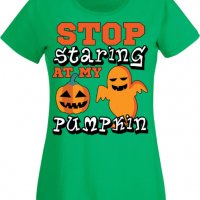 Дамска тениска Stop Staring At My Pumpkin 2,Halloween,Хелоуин,Празник,Забавление,Изненада,Обичаи,, снимка 7 - Тениски - 38144110