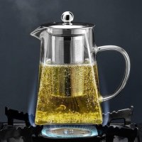 Квадратен стъклен чайник с инфузер 750 мл, снимка 4 - Аксесоари за кухня - 44071335