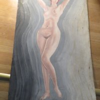 картина, еротика голяма стара картина Красотата на едно женско тяло - на поне 60 г.- 18+ , снимка 2 - Антикварни и старинни предмети - 26761665