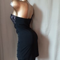 М Черна рокля на бюста с дантела с пайети , снимка 6 - Рокли - 37753933
