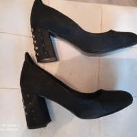 Черни обувки естествен велур 38 номер, снимка 3 - Дамски обувки на ток - 32870242