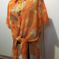 Френска елегантна лятна прозрачна оранжева туника Vittel L, снимка 1 - Туники - 27299977