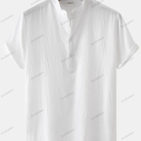 Мъжка памучна риза с яка и къс ръкав, 7цвята , снимка 4 - Ризи - 44901208