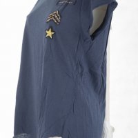Тъмносиня памучна дамска блуза марка Chic by Tantra, снимка 3 - Корсети, бюстиета, топове - 29006062