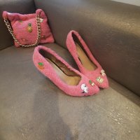 Сладък комплект (наситено розово ,еко плат) , снимка 5 - Дамски обувки на ток - 44126910
