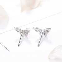 Сребърни Обеци Пеперуда - 925 печат сребро BA202, снимка 4 - Обеци - 28147390