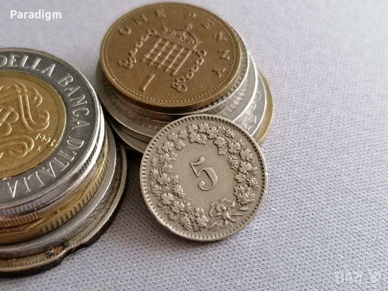 Монета - Швейцария - 5 рапен | 1944г., снимка 1