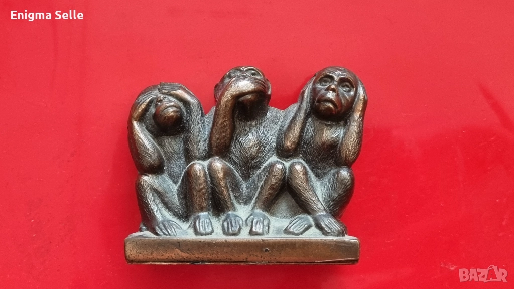 Скулптура, статуетка на три мъдри маймуни , снимка 1