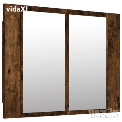 vidaXL LED огледален шкаф, опушен дъб, 60x12x45 см, инженерно (SKU:822841дърво, снимка 1
