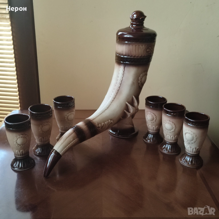 Сервиз за ракия керамичен ,декантер, снимка 1