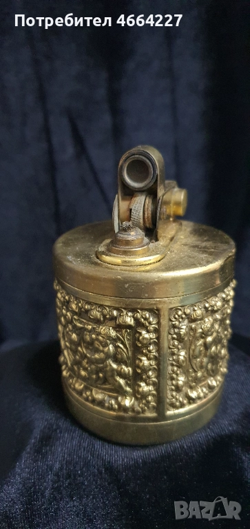Старинна настолна запалка от месенг, снимка 1