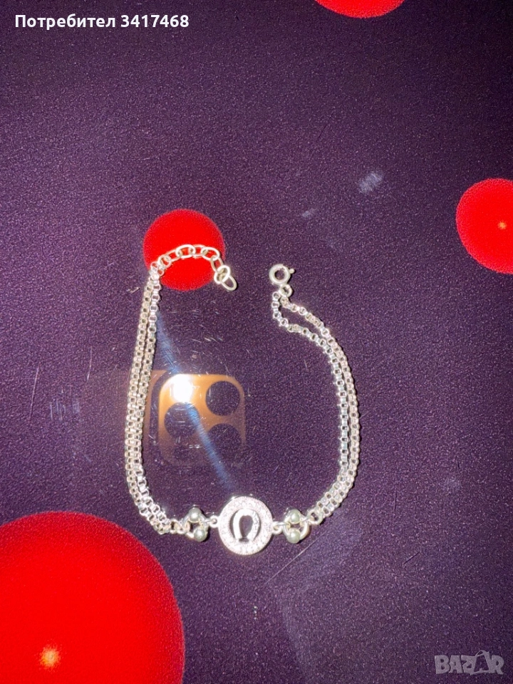 Сребърна дамска гривна , снимка 1