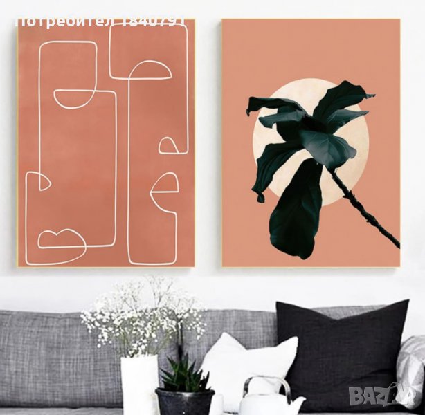 Картина – лице непрекъсната линия, абстракция – 60 х 90 см, снимка 1