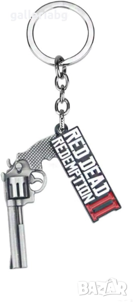 Метален ключодържател Red Dead Redemption 2 – револвер и табелка, снимка 1