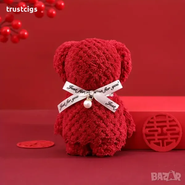 Малко хавлиено сладко мече с панделка, снимка 1